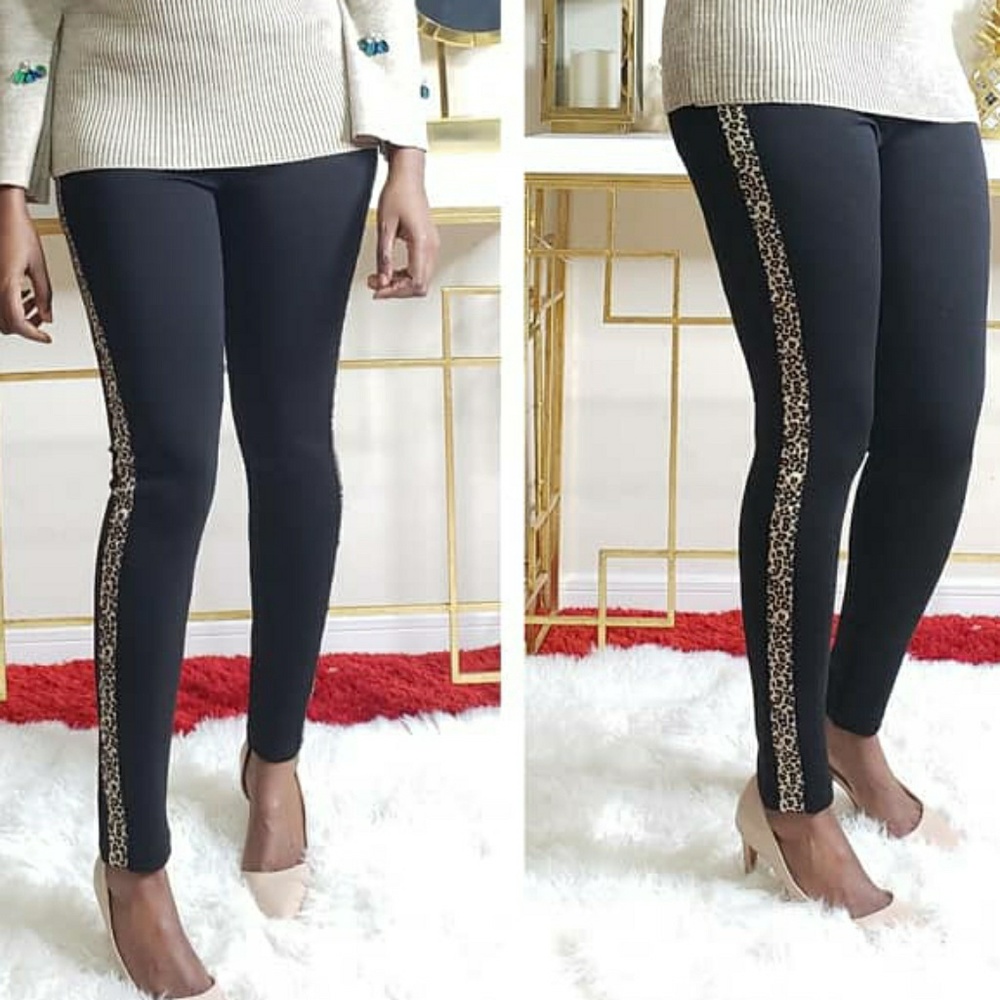 New Highwaist Animal Print Detail Skinny Pant